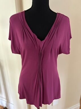 J. Jill Fuchsia Short Sleeve V-Neck Top